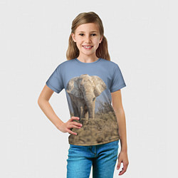 Футболка детская Африканский белый слон, цвет: 3D-принт — фото 2