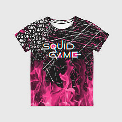 Футболка детская ИГРА В КАЛЬМАРА ОГОНЬ SQUID GAME FIRE, цвет: 3D-принт