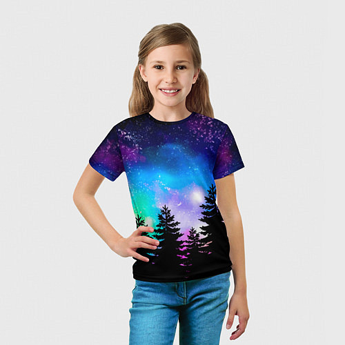 Детская футболка Космический лес, елки и звезды / 3D-принт – фото 5