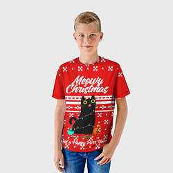 Футболка детская MEOW CHRISTMAS, цвет: 3D-принт — фото 2