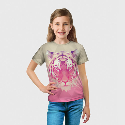 Детская футболка Тигр лоу поли / 3D-принт – фото 5