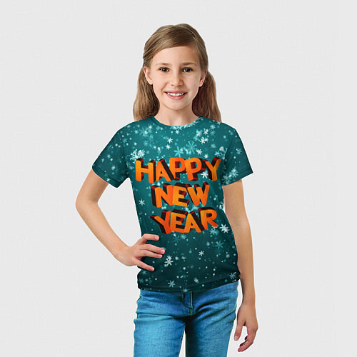 Детская футболка HAPPY NEW YEAR 2022 С НОВЫМ ГОДОМ / 3D-принт – фото 5