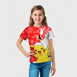 Футболка детская НОВОГОДНИЙ ПИКАЧУ, ЗИМА БЛИЗКО, цвет: 3D-принт — фото 2
