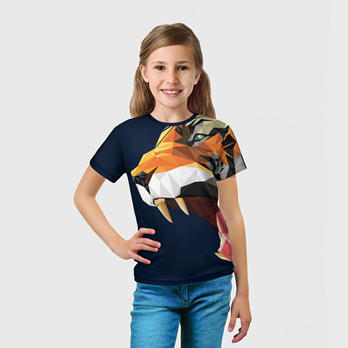 Детская футболка Пасть тигра в мозаике / 3D-принт – фото 5