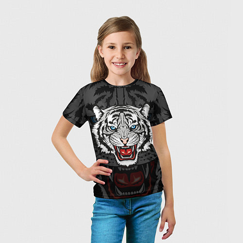 Детская футболка ЧЁРНЫЙ ТИГР BLACK TIGER УЗОР / 3D-принт – фото 5