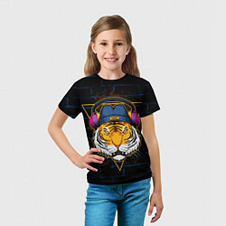 Футболка детская Тигр в наушниках SWAG, цвет: 3D-принт — фото 2