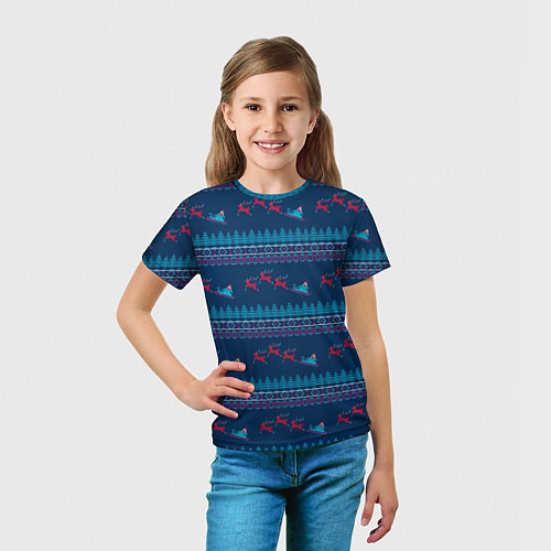 Детская футболка Санта Клаус и олени / 3D-принт – фото 5