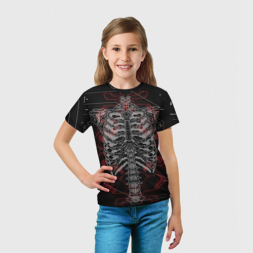Детская футболка Биомеханический скелет cyberpunk / 3D-принт – фото 5