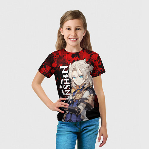 Детская футболка ГЕНШИН ИМПАКТ АЛЬБЕДО GENSHIN IMPACT ALBEDO / 3D-принт – фото 5