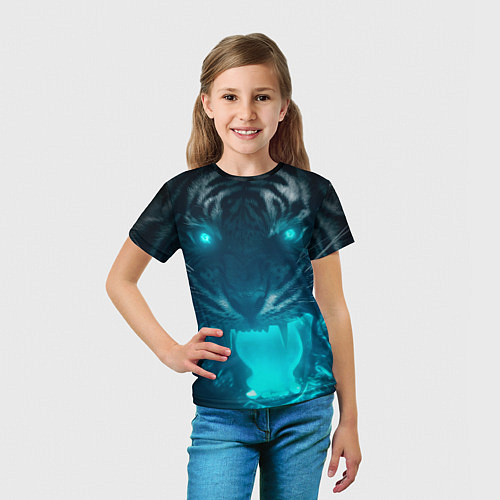 Детская футболка Неоновый водяной тигр 2022 / 3D-принт – фото 5