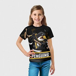Футболка детская Питтсбург Пингвинз, Pittsburgh Penguins, цвет: 3D-принт — фото 2
