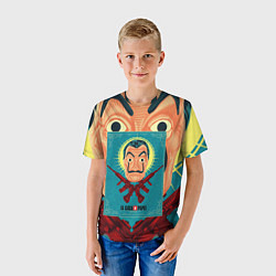 Футболка детская БУМАЖНЫЙ ДОМ ПОСТЕР, МАСКА ДАЛИ ЛОГО, цвет: 3D-принт — фото 2