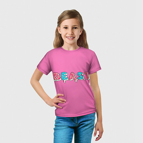 Детская футболка Mr Beast Donut Pink edition / 3D-принт – фото 5