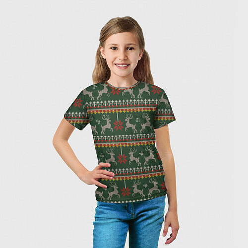 Детская футболка Новогодний свитер c оленями 1 / 3D-принт – фото 5