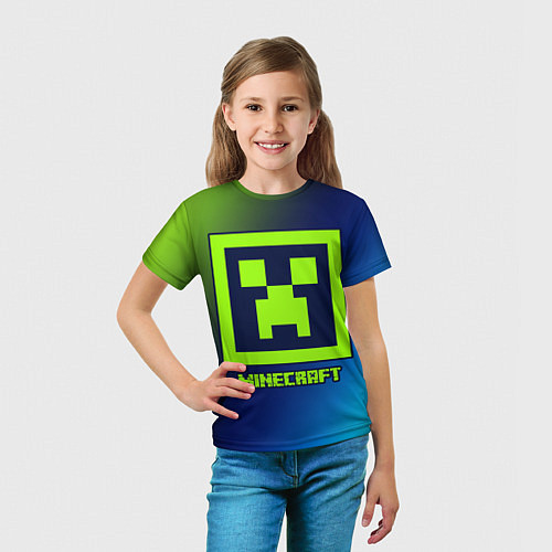 Детская футболка МАЙНКРАФТ - КРИПЕР / 3D-принт – фото 5