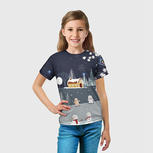 Детская футболка Снеговики и Мишки 2022 / 3D-принт – фото 5