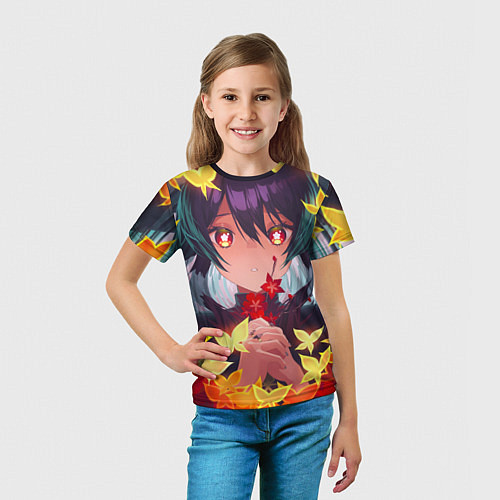 Детская футболка Ху ТАО с цветами genshin импакт / 3D-принт – фото 5