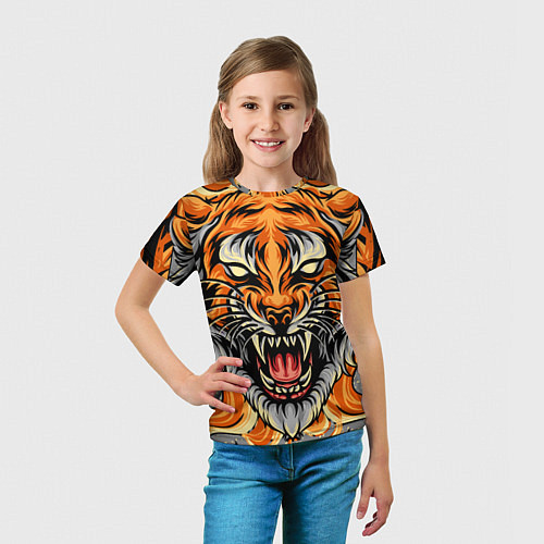 Детская футболка Символ года тигр в гневе / 3D-принт – фото 5