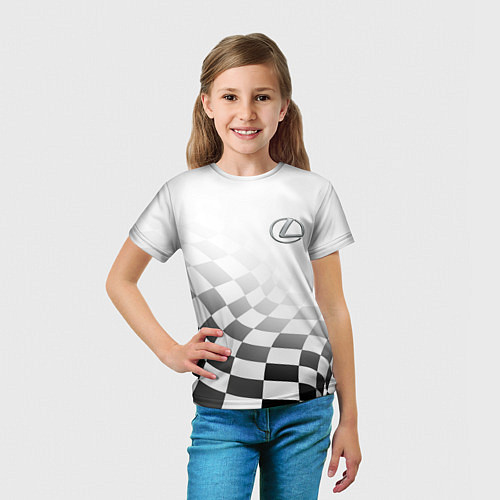 Детская футболка Lexus, Лексус спорт финишный флаг / 3D-принт – фото 5