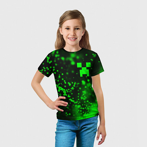 Детская футболка MINECRAFT - КРИПЕР - Частицы / 3D-принт – фото 5