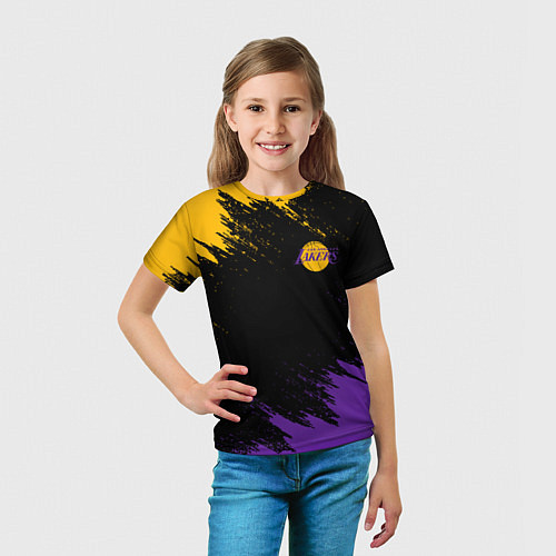 Детская футболка LAKERS БРЫЗГИ КРАСОК / 3D-принт – фото 5