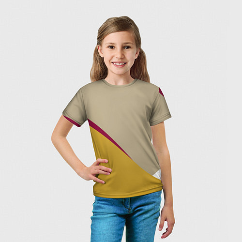 Детская футболка Линии На бежевом Фоне / 3D-принт – фото 5