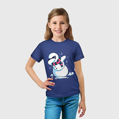 Детская футболка Dab Snowman in a scarf / 3D-принт – фото 5
