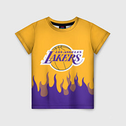 Футболка детская LA LAKERS NBA FIRE ЛЕЙКЕРС ОГОНЬ, цвет: 3D-принт