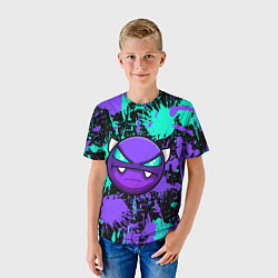 Футболка детская GEOMETRY DASH NEON DEMON LEVELS, НЕОНОВЫЕ БРЫЗГИ К, цвет: 3D-принт — фото 2