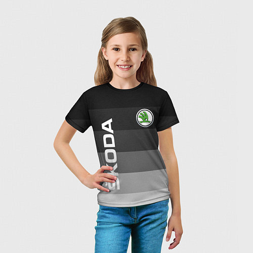 Детская футболка SKODA, ШКОДА ГРАДИЕНТ / 3D-принт – фото 5