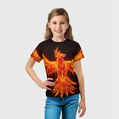 Детская футболка ОГНЕННЫЙ ФЕНИКС FIRE PHOENIX / 3D-принт – фото 5