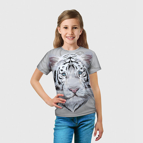 Детская футболка Снежный нежный тигр / 3D-принт – фото 5