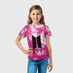 Футболка детская BTS РОЗОВЫЙ ТАЙ-ДАЙ, цвет: 3D-принт — фото 2