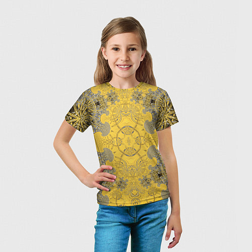 Детская футболка Коллекция Фрактальная мозаика Желтый на черном 573 / 3D-принт – фото 5