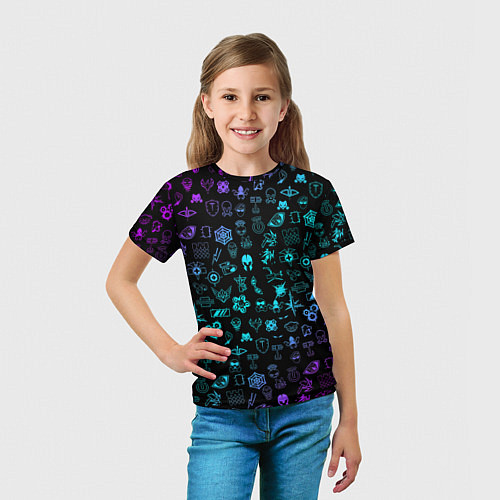 Детская футболка RAINBOW SIX SIEGE NEON PATTERN SYMBOL / 3D-принт – фото 5