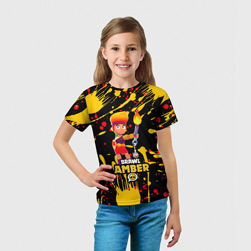 Детская футболка BRAWL STARS AMBER С ФАКЕЛОМ / 3D-принт – фото 5