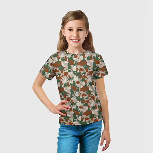 Детская футболка Котики камуфляж / 3D-принт – фото 5