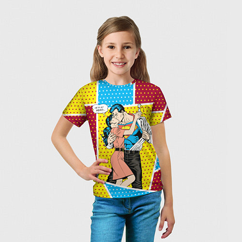Детская футболка Superman and Wonder Woman Hes my hero / 3D-принт – фото 5