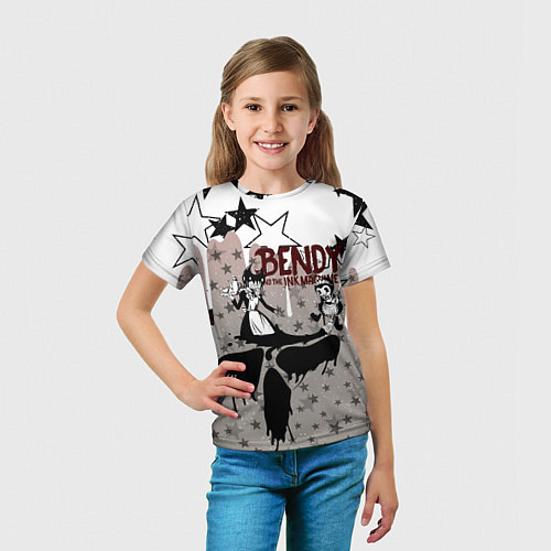 Детская футболка Бенди и чернильная машина звезды / 3D-принт – фото 5