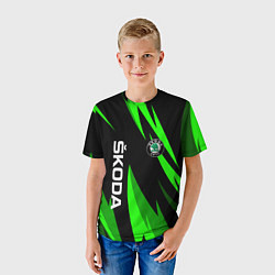 Футболка детская SKODA Логотип Узор, цвет: 3D-принт — фото 2