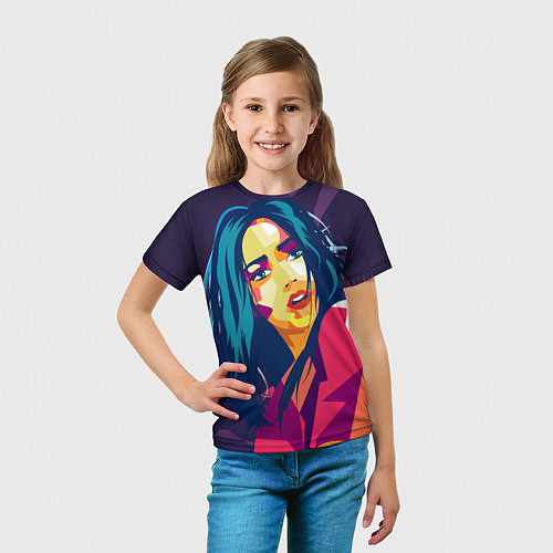 Детская футболка Модная девушка с синими волосами / 3D-принт – фото 5