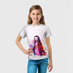 Футболка детская Недзуко demon slayer, цвет: 3D-принт — фото 2