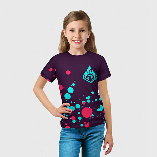 Детская футболка GENSHIN IMPACT - ПОДЖИГАТЕЛЬ - Краски / 3D-принт – фото 5