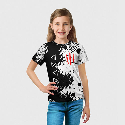 Детская футболка The Witcher black & white / 3D-принт – фото 5
