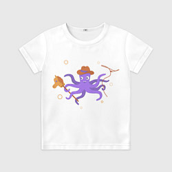 Футболка детская Осьминог ковбой, цвет: 3D-принт