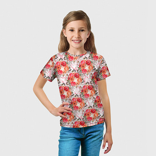 Детская футболка Цветы - розы паттерн / 3D-принт – фото 5