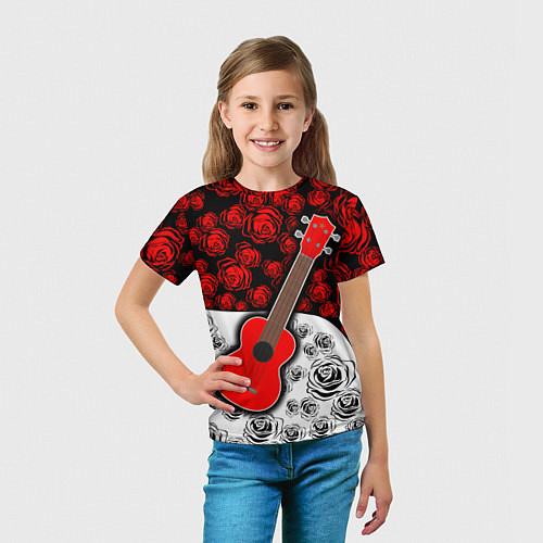 Детская футболка Гитара Розы Контраст / 3D-принт – фото 5