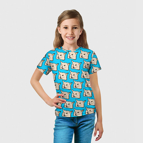 Детская футболка Screaming woman cat / 3D-принт – фото 5