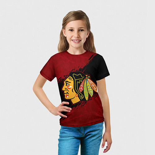 Детская футболка Chicago Blackhawks, Чикаго Блэкхокс / 3D-принт – фото 5