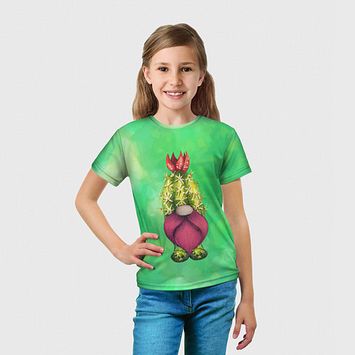 Детская футболка Гном - кактус / 3D-принт – фото 5